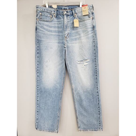 NEW - Mens Levi’s 550 Denim Jeans Relaxed Taper Sz 38x34‎ Distressed Blue - Picture 1 of 6